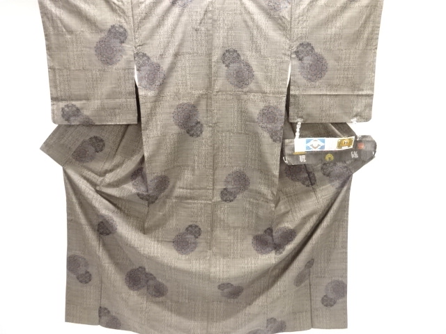 JAPANESE KIMONO / SILK / DORO OSHIMA TSUMUGI / WOVEN FLORAL CREST